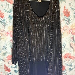 Vintage Onyx Nite Black and Metallic Tank and Coverup Set